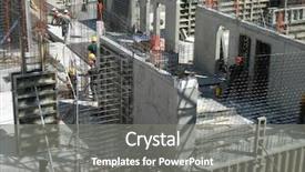  Presentation with angry construction workers - PPT theme consisting of workers on a construction site background and a gray colored foreground