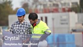  Presentation with construction site construction - Amazing theme having workers on a construction site backdrop and a gray colored foreground