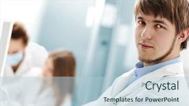  Presentation with medical science equipment research laboratory - Colorful slide set enhanced with workers research at medical lab backdrop and a light blue colored foreground