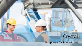  Presentation with shipping - PPT layouts featuring workers shaking hands in shipping yard background and a light blue colored foreground