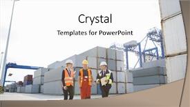  Presentation with shipping container - Slides with workers walking in shipping yard background and a white colored foreground