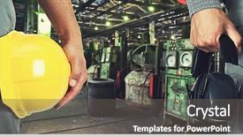  Presentation with industrial workers - PPT layouts enhanced with workers with safety uniform background and a gray colored foreground