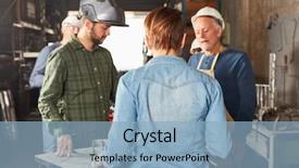  Presentation with metallurgy - Beautiful presentation theme featuring workers work together in metallurgy backdrop and a light blue colored foreground