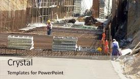  Presentation with tunnel - Beautiful presentation featuring workers working with underground tunnel backdrop and a soft green colored foreground