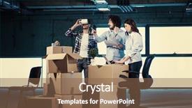  Presentation with construction documents - PPT theme featuring workflow using the virtual reality background and a  colored foreground