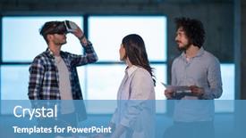  Presentation with young business people - Theme consisting of workflow using the virtual reality background and a  colored foreground