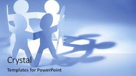  Presentation with doll paper - Slides featuring workforce - team of paper doll people background and a light blue colored foreground