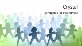  Presentation with doll paper - Slide set having workforce - team of paper doll people background and a white colored foreground