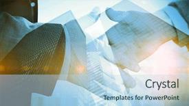  Presentation with shares - Colorful slide deck enhanced with workforce development - stocks and shares against composite backdrop and a sky blue colored foreground