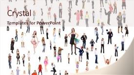  Presentation with five business people standing together and smiling - PPT layouts consisting of workforce education - achievement idea standing together background and a lemonade colored foreground