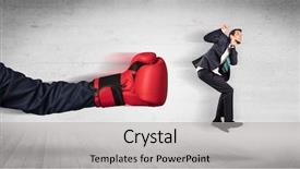  Presentation with boxing - Presentation having workforce replacement - arm with red boxing gloves background and a  colored foreground