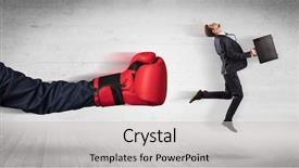  Presentation with pink boxing gloves - Colorful PPT layouts enhanced with workforce replacement - arm with red boxing gloves backdrop and a  colored foreground