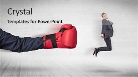  Presentation with pink boxing gloves - Amazing PPT layouts having workforce replacement - arm with red boxing gloves backdrop and a  colored foreground
