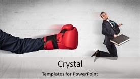  Presentation with boxing - Amazing slide set having workforce replacement - arm with red boxing gloves backdrop and a  colored foreground