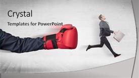  Presentation with boxing - Amazing slide set having workforce replacement - arm with red boxing gloves backdrop and a  colored foreground