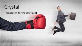  Presentation with boxing - PPT theme featuring workforce replacement - arm with red boxing gloves background and a  colored foreground