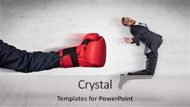  Presentation with pink boxing gloves - Colorful presentation enhanced with workforce replacement - arm with red boxing gloves backdrop and a light gray colored foreground