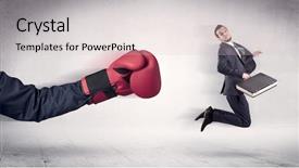  Presentation with pink boxing gloves - PPT layouts having workforce replacement - huge boxing gloves punches innocent background and a  colored foreground