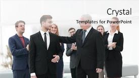  Presentation with partners - Presentation theme with workgroup - portrait of business partners background and a white colored foreground