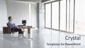  Presentation with healthy workplace full length side view - Slides enhanced with working alone - full length side view background and a sky blue colored foreground