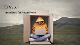  Presentation with gi fi wireless technology - Presentation design featuring working alone - isolated by technology background and a  colored foreground