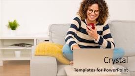  Presentation with home textiles - Cool new slides with working and eating a apple backdrop and a  colored foreground