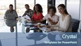  Presentation with looking glass - Cool new theme with working around a glass table backdrop and a ocean colored foreground