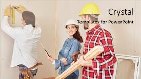  Presentation with building team - PPT layouts with working as team on building background and a  colored foreground