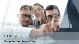  Presentation with problem solution - Audience pleasing presentation theme consisting of working as team to find backdrop and a light blue colored foreground