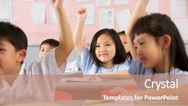  Presentation with public works students - Colorful PPT layouts enhanced with working at desks in chinese backdrop and a coral colored foreground