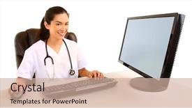  Presentation with nurse - Slides consisting of working at her computer background and a coral colored foreground