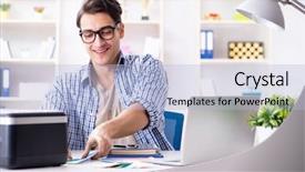  Presentation with new home sales - Beautiful slide deck featuring working at home new project backdrop and a light blue colored foreground