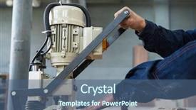  Presentation with human rights concept chained man - Presentation design having working at machine and making background and a ocean colored foreground