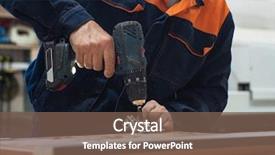  Presentation with furniture - Slide deck consisting of working at machine and making background and a violet colored foreground