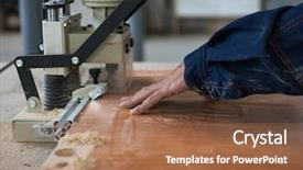  Presentation with furniture - Slide set consisting of working at machine and making background and a tawny brown colored foreground