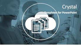  Presentation with team - Beautiful slide deck featuring working at the call centre backdrop and a teal colored foreground