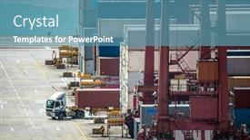  Presentation with global transportation - PPT layouts featuring working-at-tshing-yi-hong background and a teal colored foreground