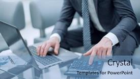  Presentation with finance financial business economy exchan - Audience pleasing presentation design consisting of working capital management - close up businessman checking financial backdrop and a light blue colored foreground