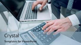  Presentation with financial management - Slide deck enhanced with working capital management - close up businessman works background and a light blue colored foreground