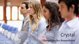  Presentation with taking notes - PPT layouts having working classes - business people listening and taking background and a light blue colored foreground