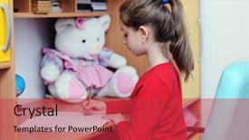  Presentation with school - Presentation theme enhanced with working classes - happy young school girl doing background and a red colored foreground