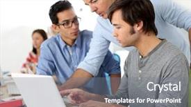  Presentation with helping students to succedd - Slide set with working classes - students in class with teacher background and a  colored foreground