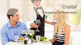  Presentation with waitress - Colorful theme enhanced with working classes - waitress serving wine to diners backdrop and a  colored foreground
