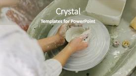  Presentation with clay pot on pottery - Slide deck consisting of working with clay on potter' background and a gray colored foreground