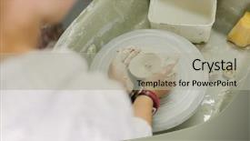  Presentation with clay - Beautiful theme featuring working with clay on potter' backdrop and a light gray colored foreground