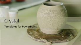  Presentation with clay pot on pottery - Slide deck featuring working with clay on potter' background and a mint green colored foreground