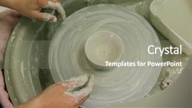  Presentation with clay pot on pottery - PPT theme featuring working with clay on potter' background and a  colored foreground