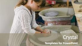  Presentation with clay - Colorful presentation design enhanced with working with clay on potter' backdrop and a gray colored foreground