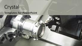  Presentation with cnc machine tool - Slide deck consisting of working cutting tool pefroming turning background and a light gray colored foreground