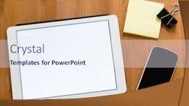  Presentation with desk - Audience pleasing PPT layouts consisting of working-desk-with-digital-tablet backdrop and a sky blue colored foreground